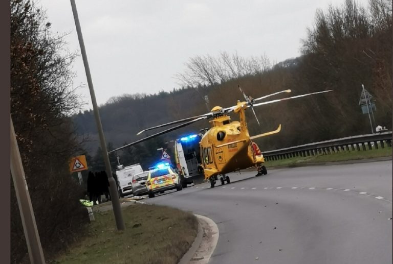 Police close A57 Worksop – air ambulance attends collision between car and cyclist