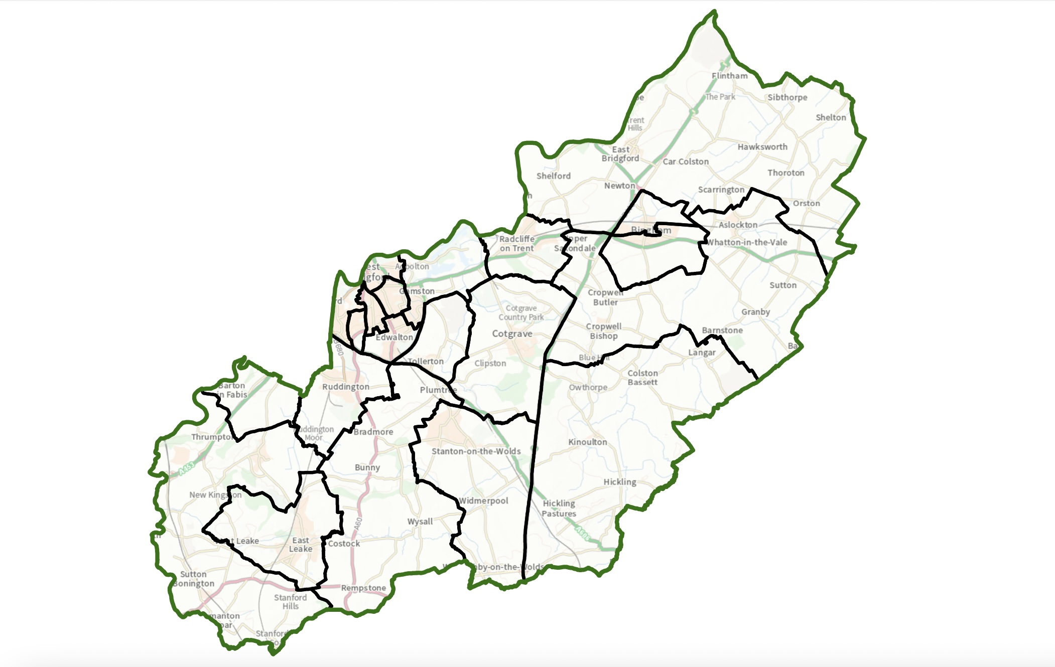 Proposed wards in Rushcliffe Borough Council Credit: contains Ordnance Survey data (c) Crown copyright and database rights 2020