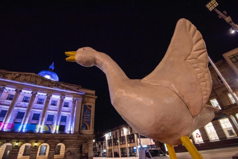BEAKING NEWS: Goosey’s flying visit to Old Market Square!