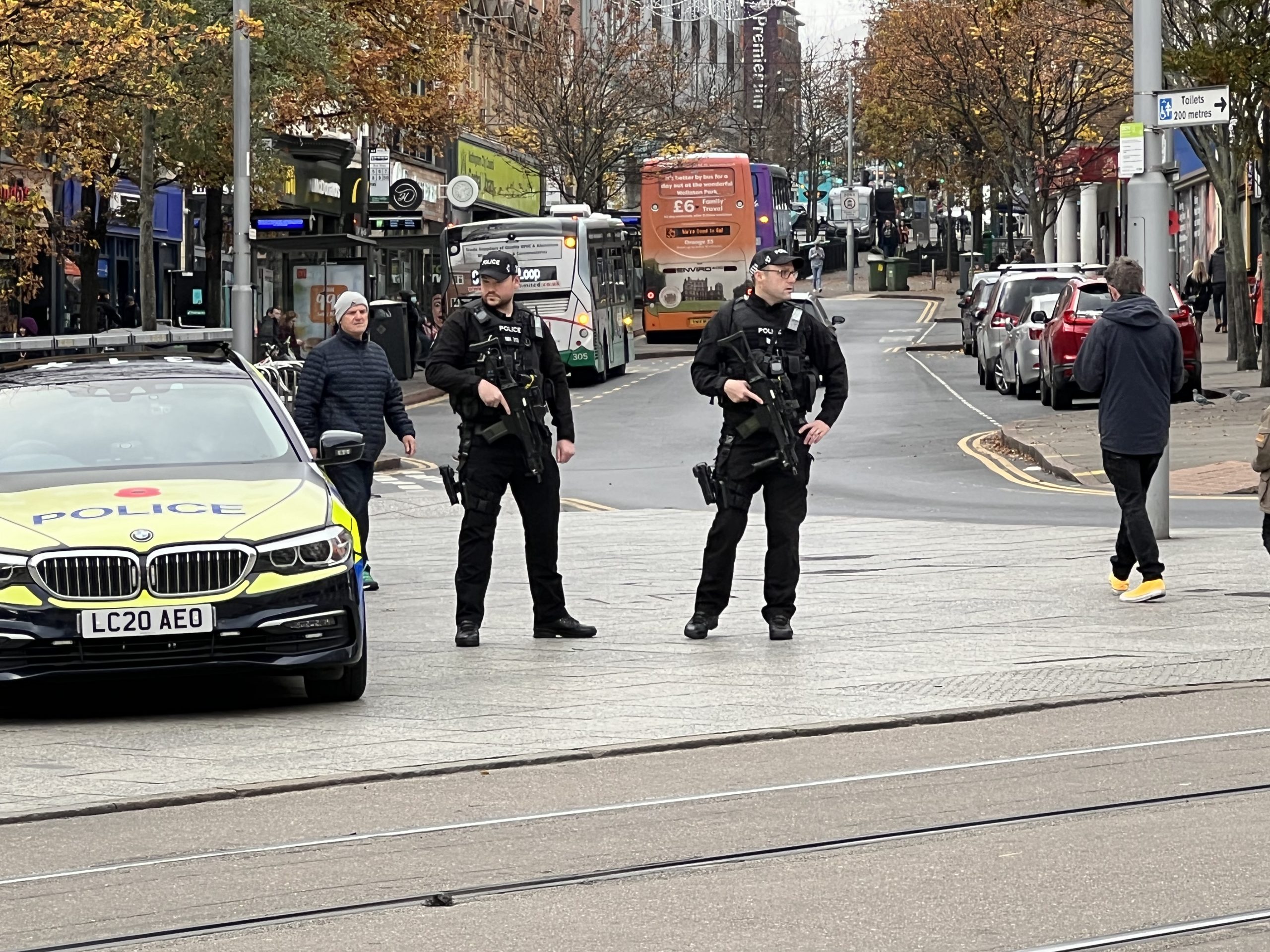 Armed police officers resume reassurance patrols in Nottingham city centre 