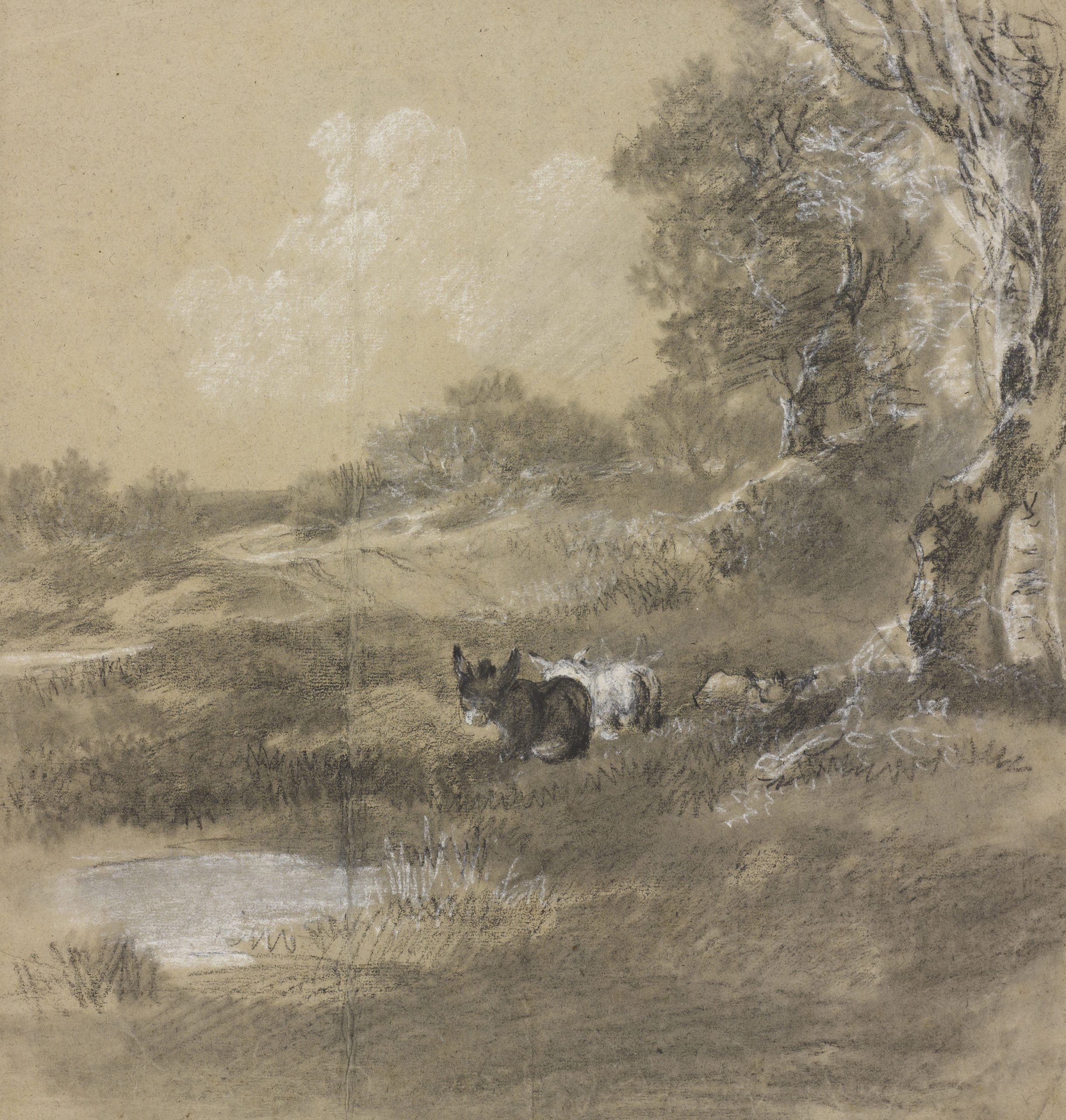 One of twenty five landscape drawings from the Royal Collection – recently identified as by English artist Thomas Gainsborough which is set to go back on display scaled