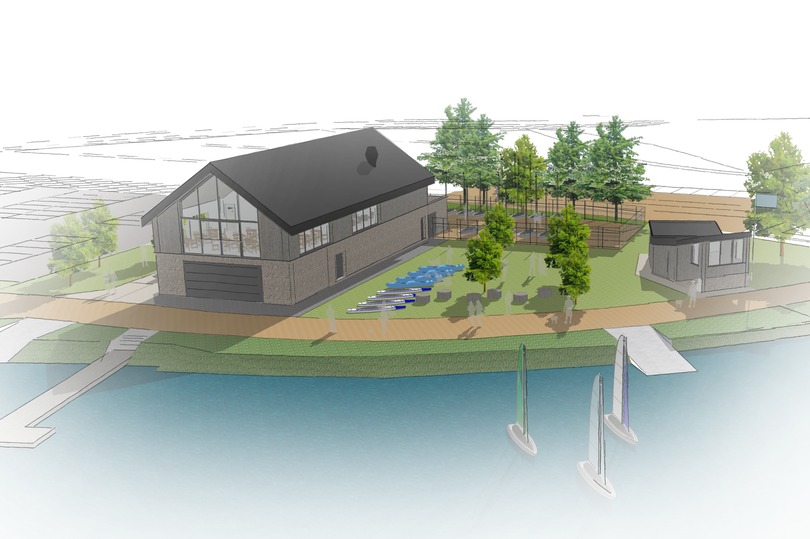 An artists impression of the new 80 seat restaurant and watersports facility at Kings Mill Reservoir. Image Ashfield District Council