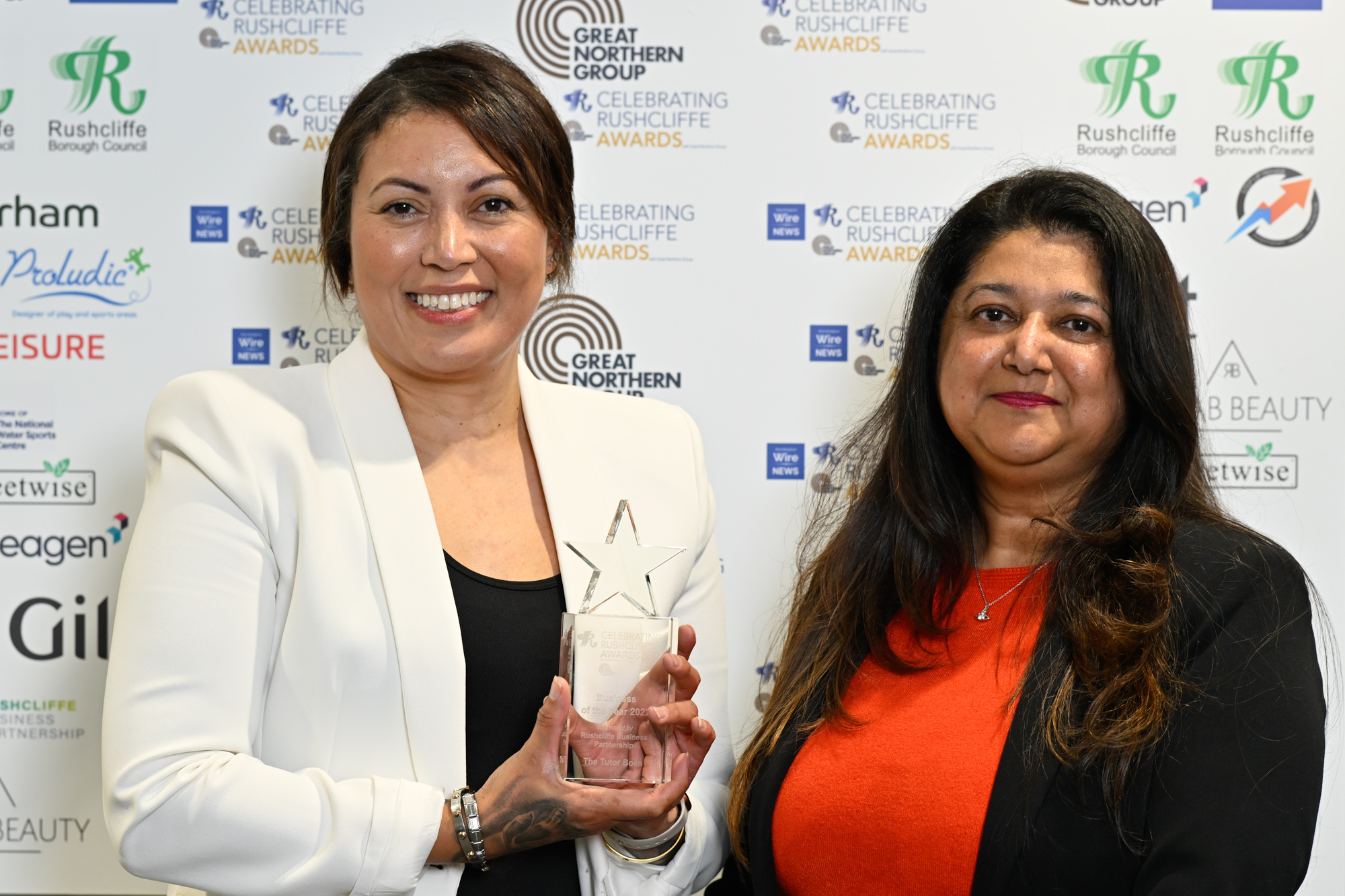 Business of the Year winner The Tutor Boss owned by Krissi Saccoh with sponsor Shamshad Walker from RBP
