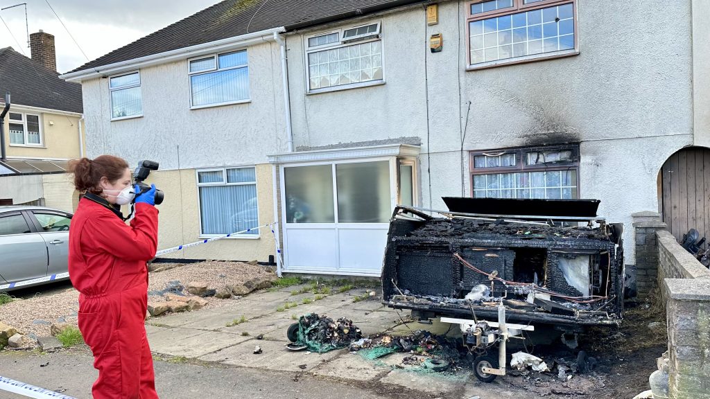 Pictures: Investigation launched after windows smashed and car burnt ...