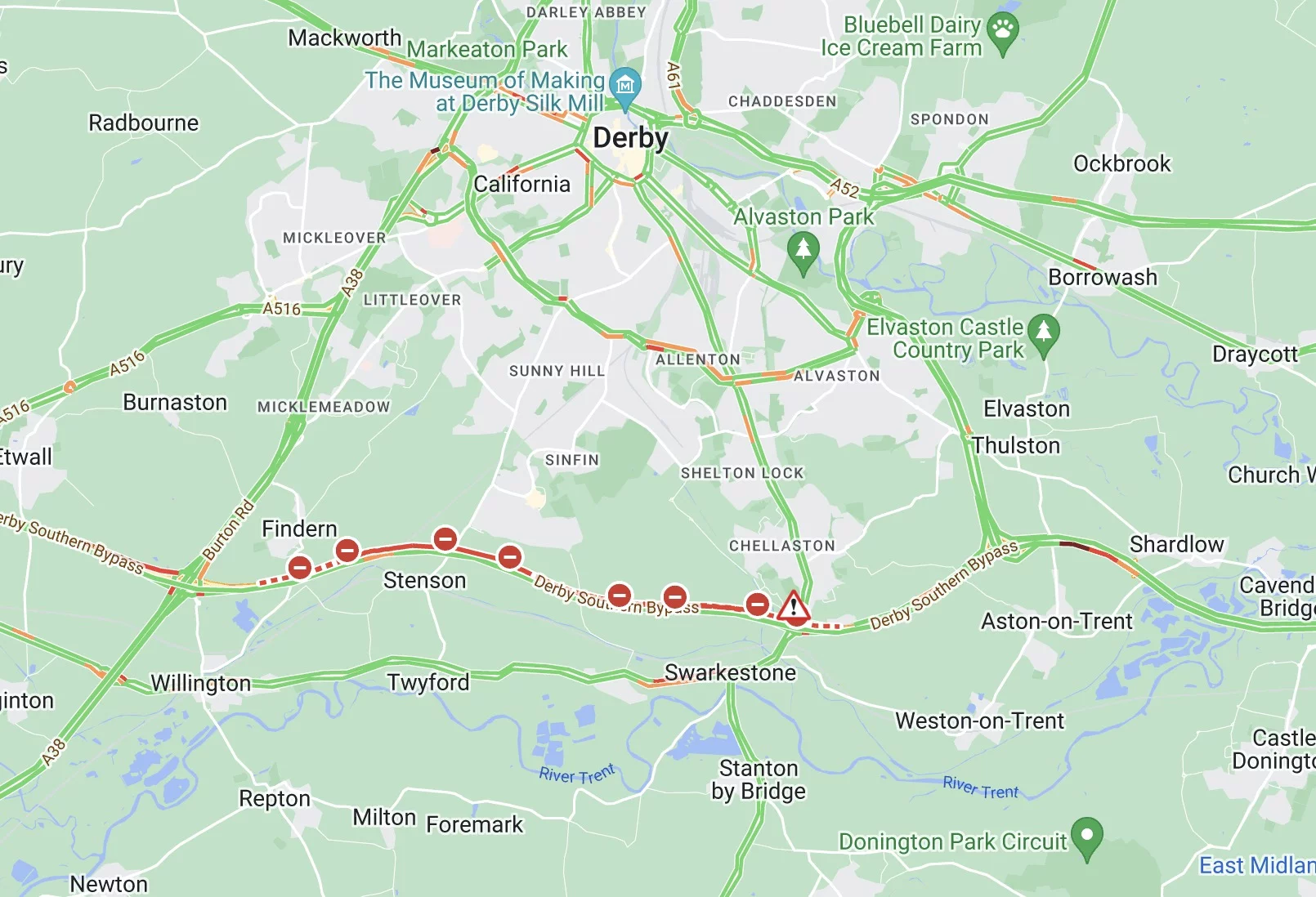 Updated: A50 expected to be closed both ways for several hours after serious collision Screenshot 2023 04 16 at 11.49.35
