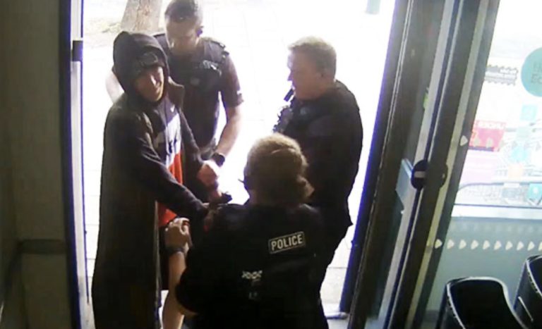 Shoplifter flees store into the arms of police officers