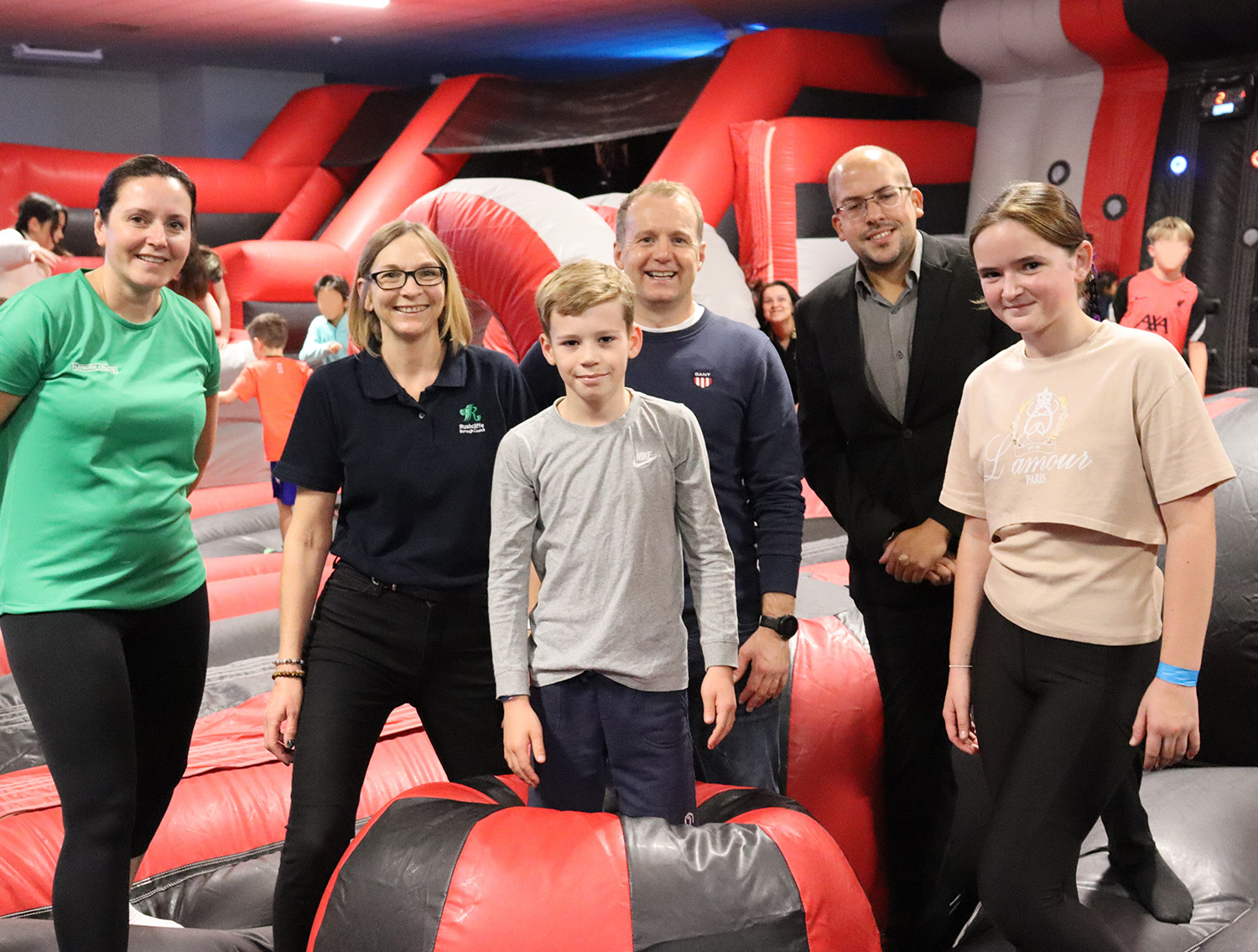 Centre Manager Debbie Porter RBC staff and their youngsters and Cllr Jonathan Wheeler at the new facility at Rushcliffe Arena