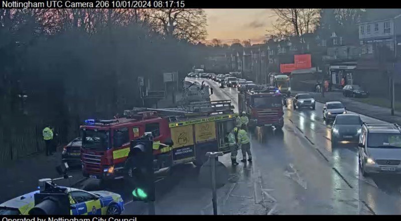 A610 Nottingham collision causing delays outbound lanes blocked