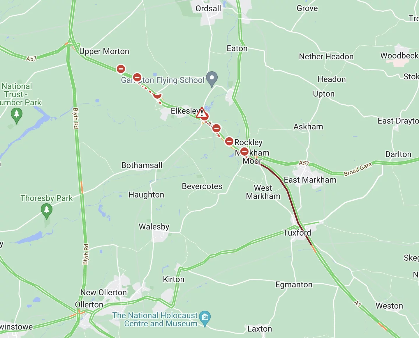 Live updates: A1 Nottinghamshire closed northbound - collision Screenshot 2024 01 18 at 06.46.52