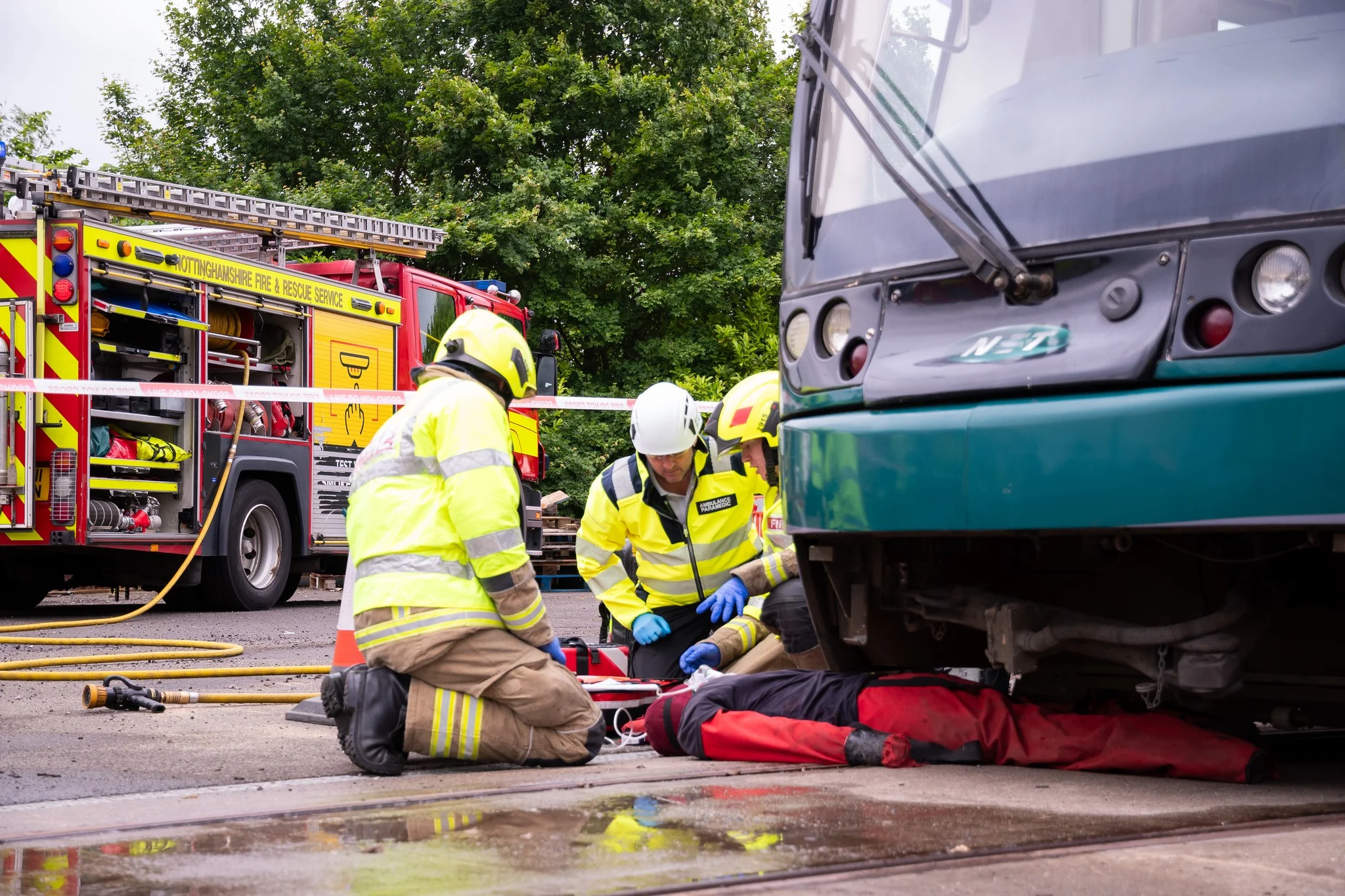 E-scooter collision with tram simulated by Nottinghamshire rescue services 447243367 889847996510455 1690671125594582722 n