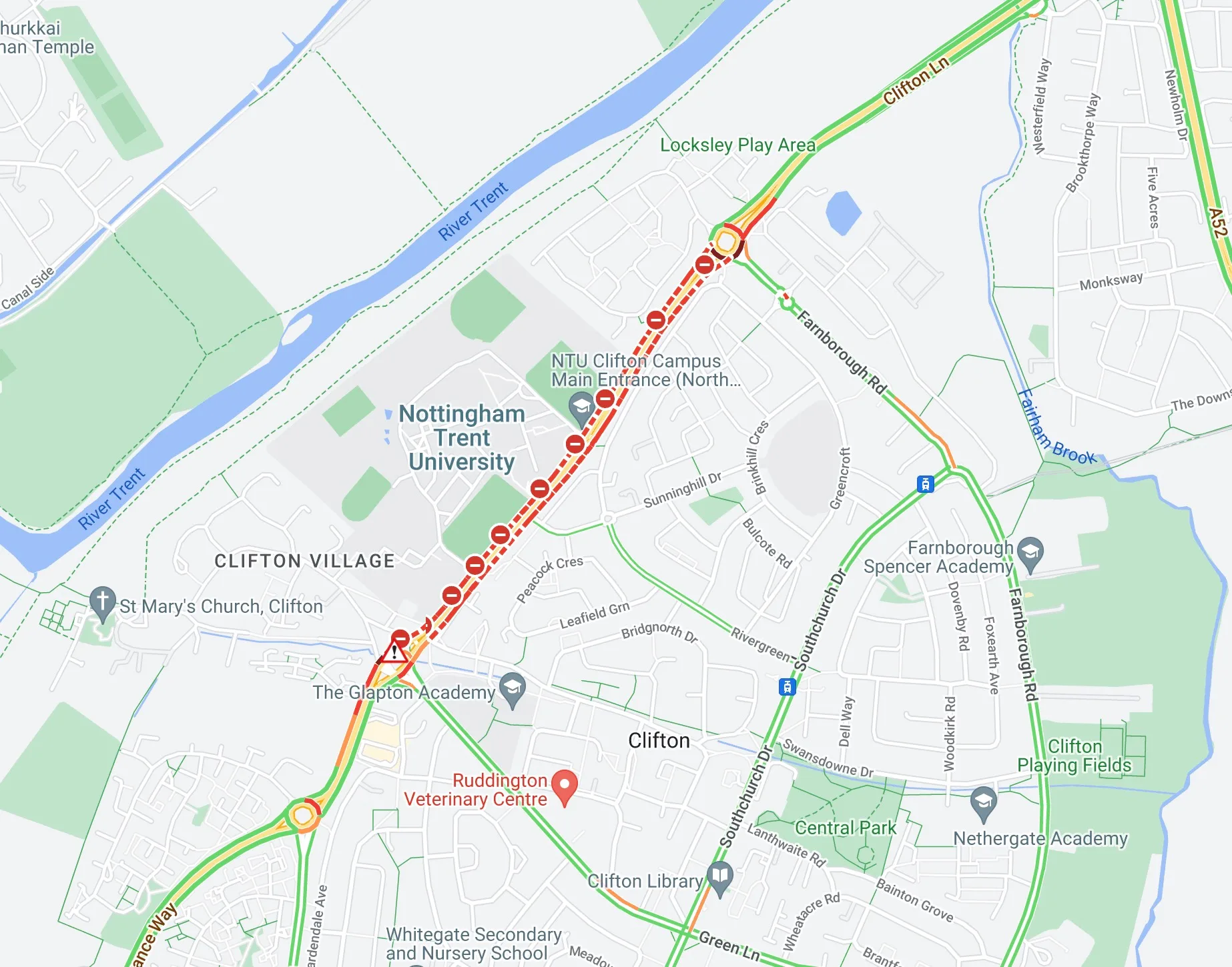 Live updates: A453 Clifton closed after serious collision leaves two with life-threatening injuries Screenshot 2024 09 20 at 06.17.19