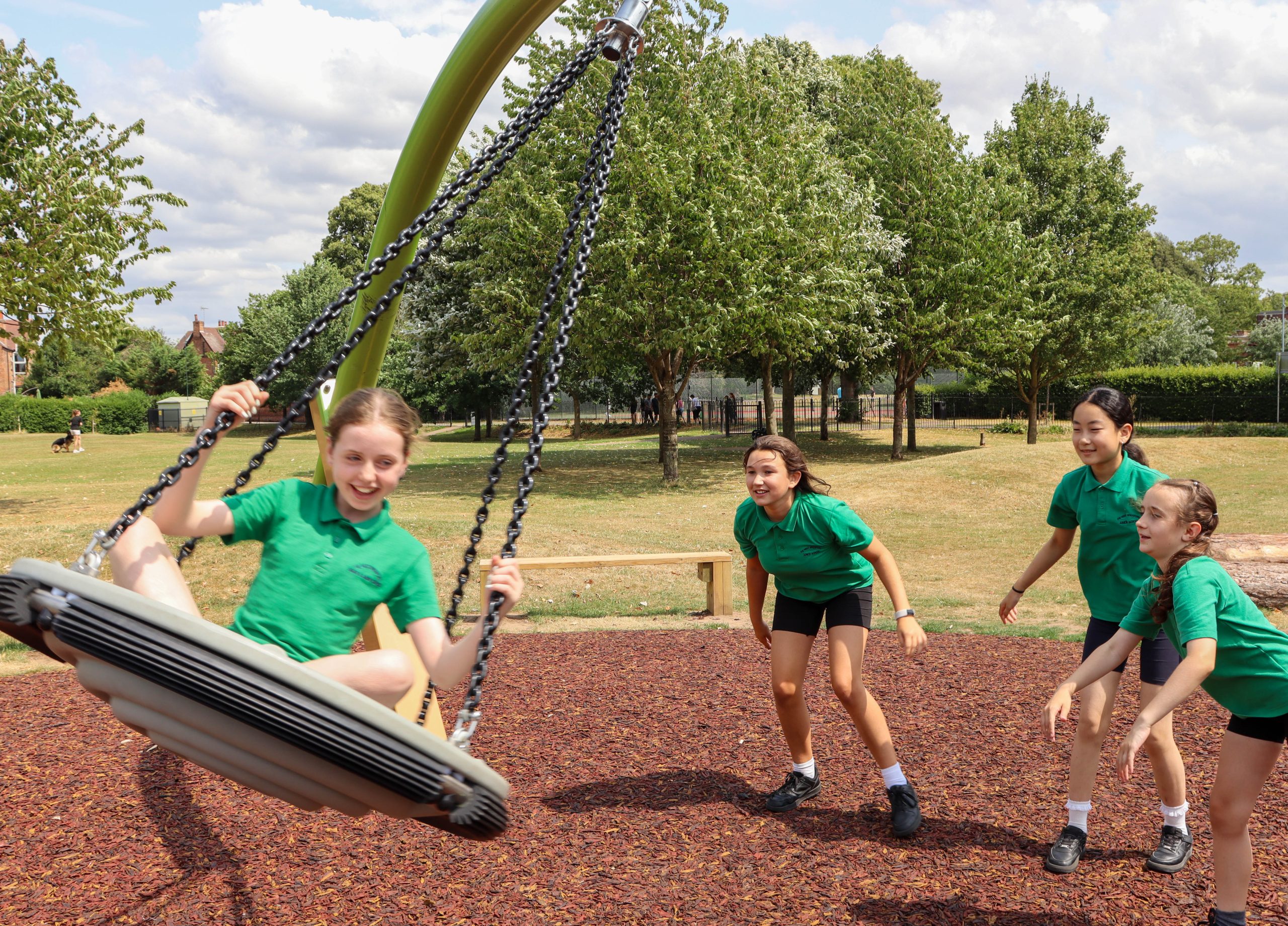 An accessible birds nest steel swing has been installed at Bridge Field Teen Park scaled