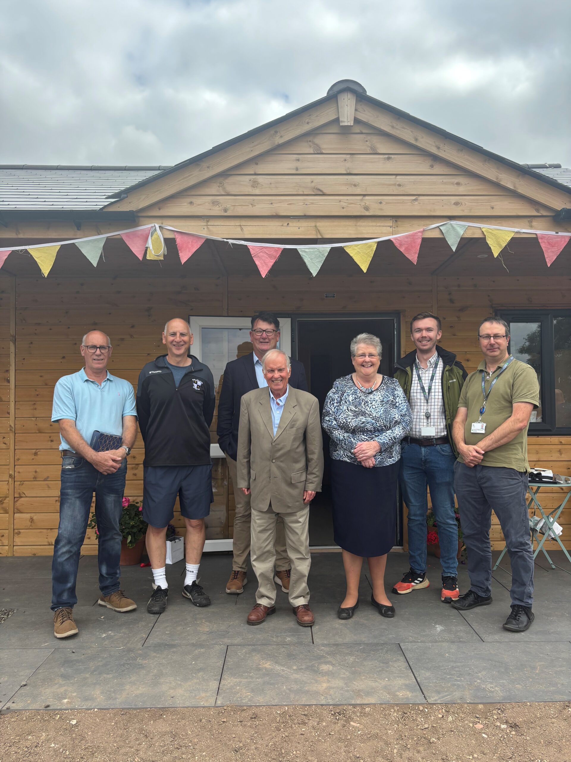 Elston Parish Council and Newark and Sherwood District Councillors in front of the new sports pavilion scaled