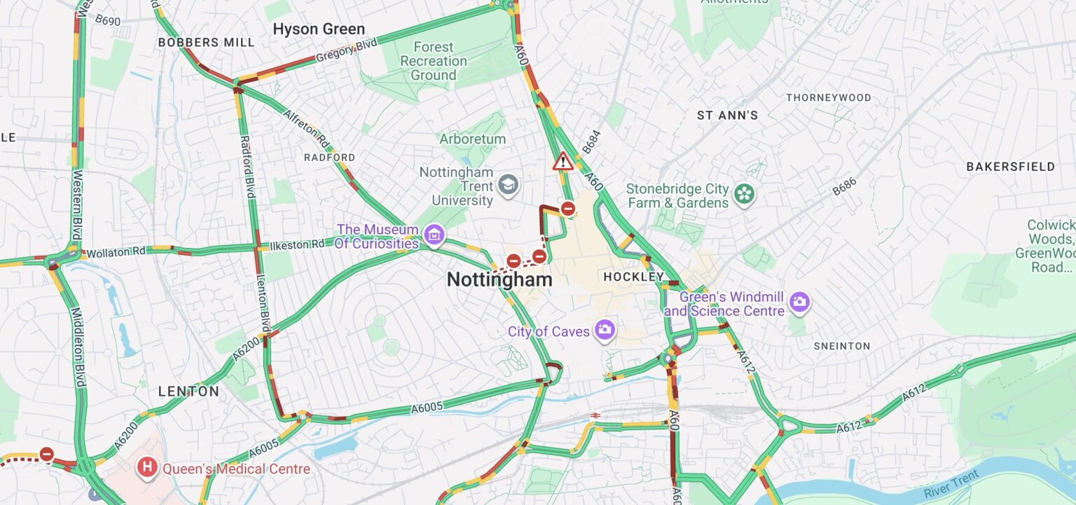 Nottingham: City roads closed after water leak causes flooding | West ...