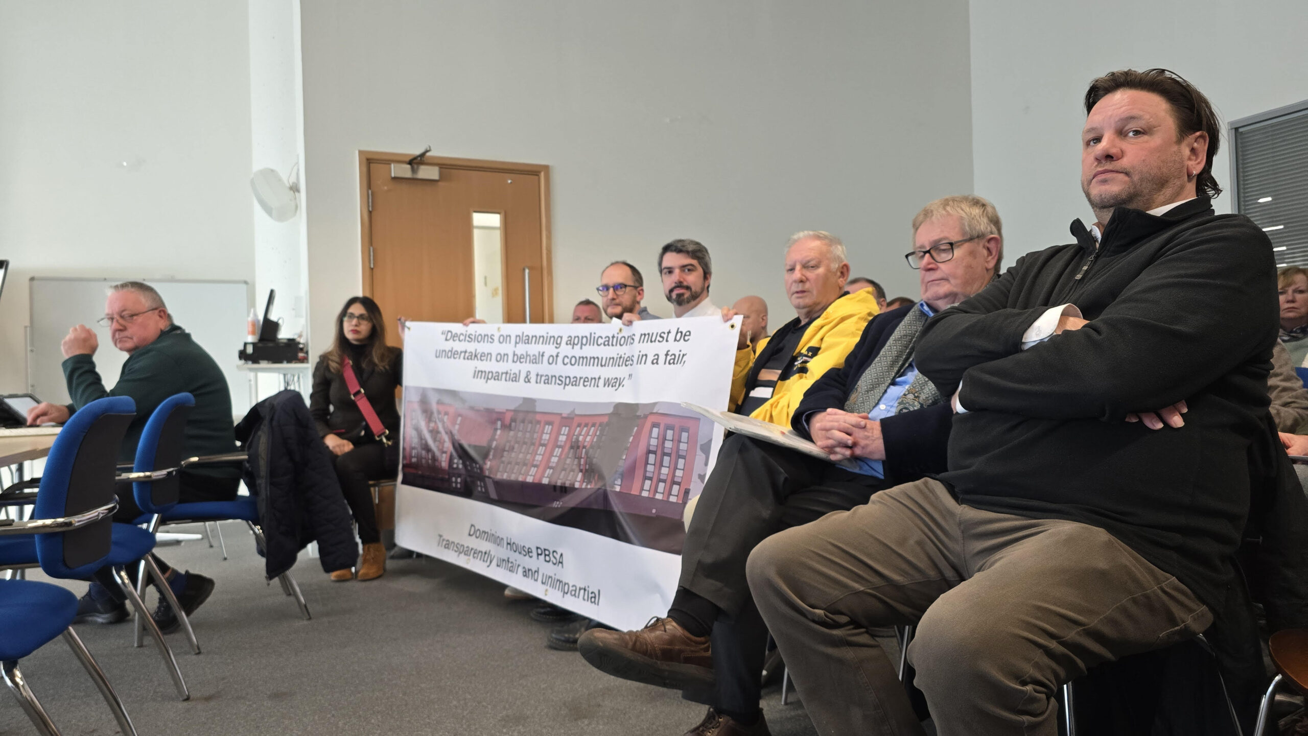 Cllr Matt Shannon and residents of The Park Estate pictured in the meeting LDRS scaled