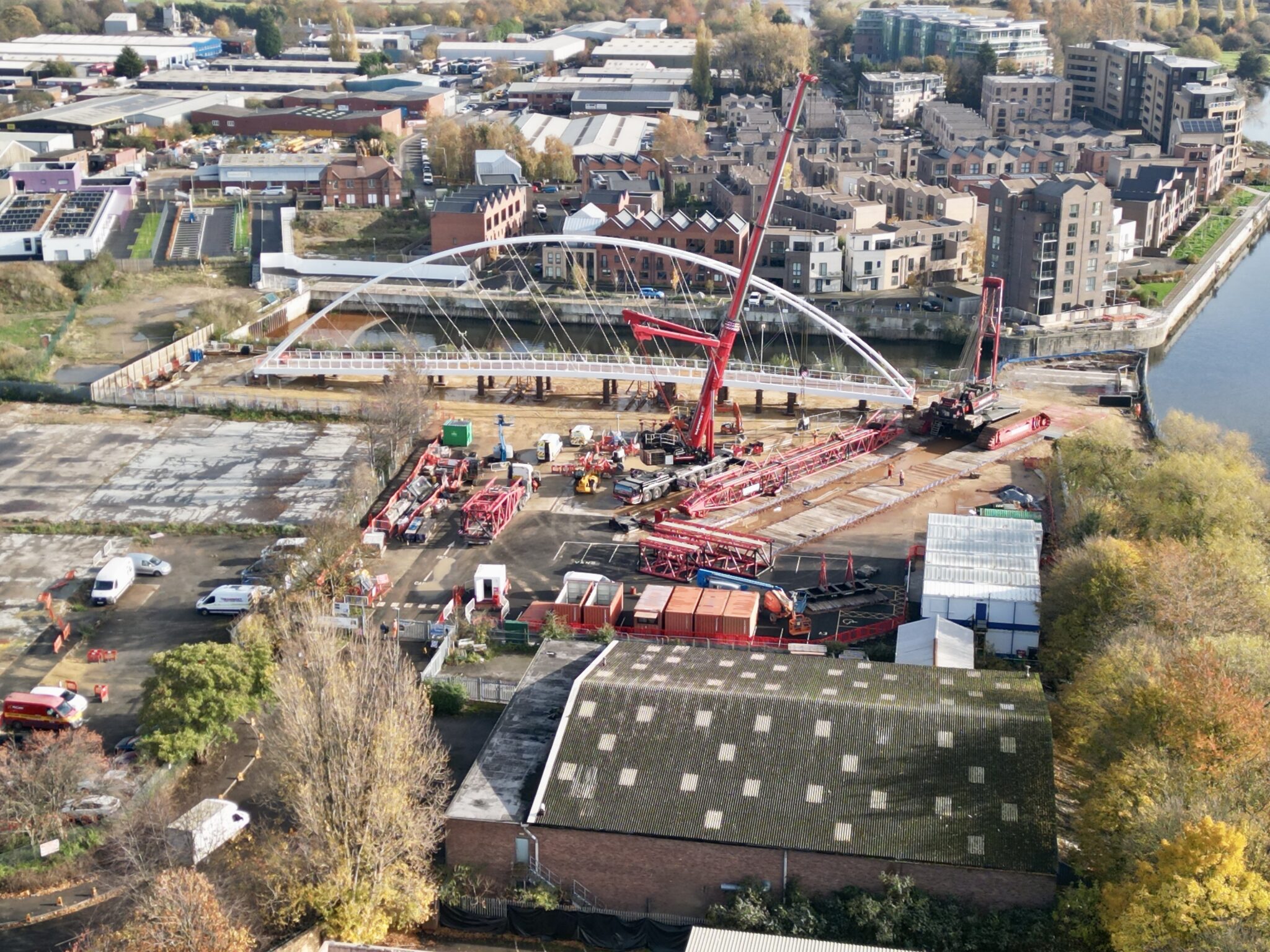 Drone views show Waterside Bridge ahead of expected installation next ...