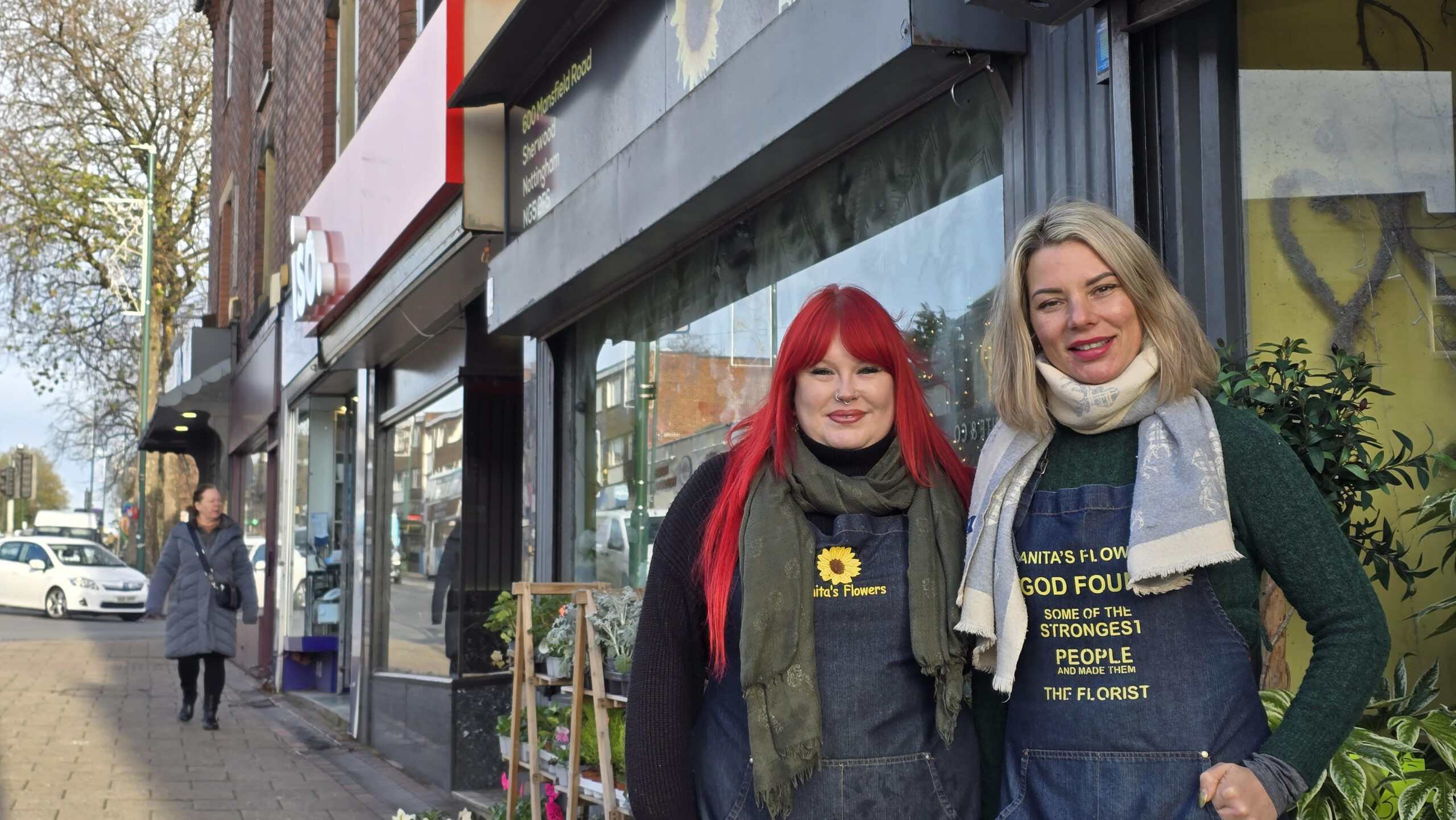 Plans for 20 mph limit on major Nottingham traffic route Nicole Stillwell and Sanita Oakley of Sanitas Flowers pictured in Mansfield Road Sherwood LDRS scaled