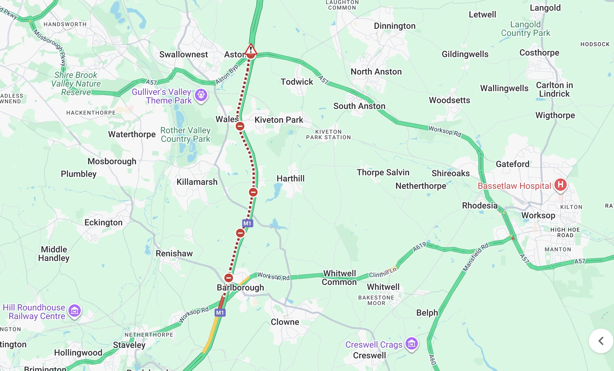Updates: M1 closed northbound J30 after collision and spillage Screenshot 2025 11 08 at 07.49.10