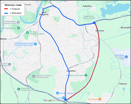 A52 Wheatcroft Island to Gamston Roundabout: Two-night closure in both directions unnamed 1 1