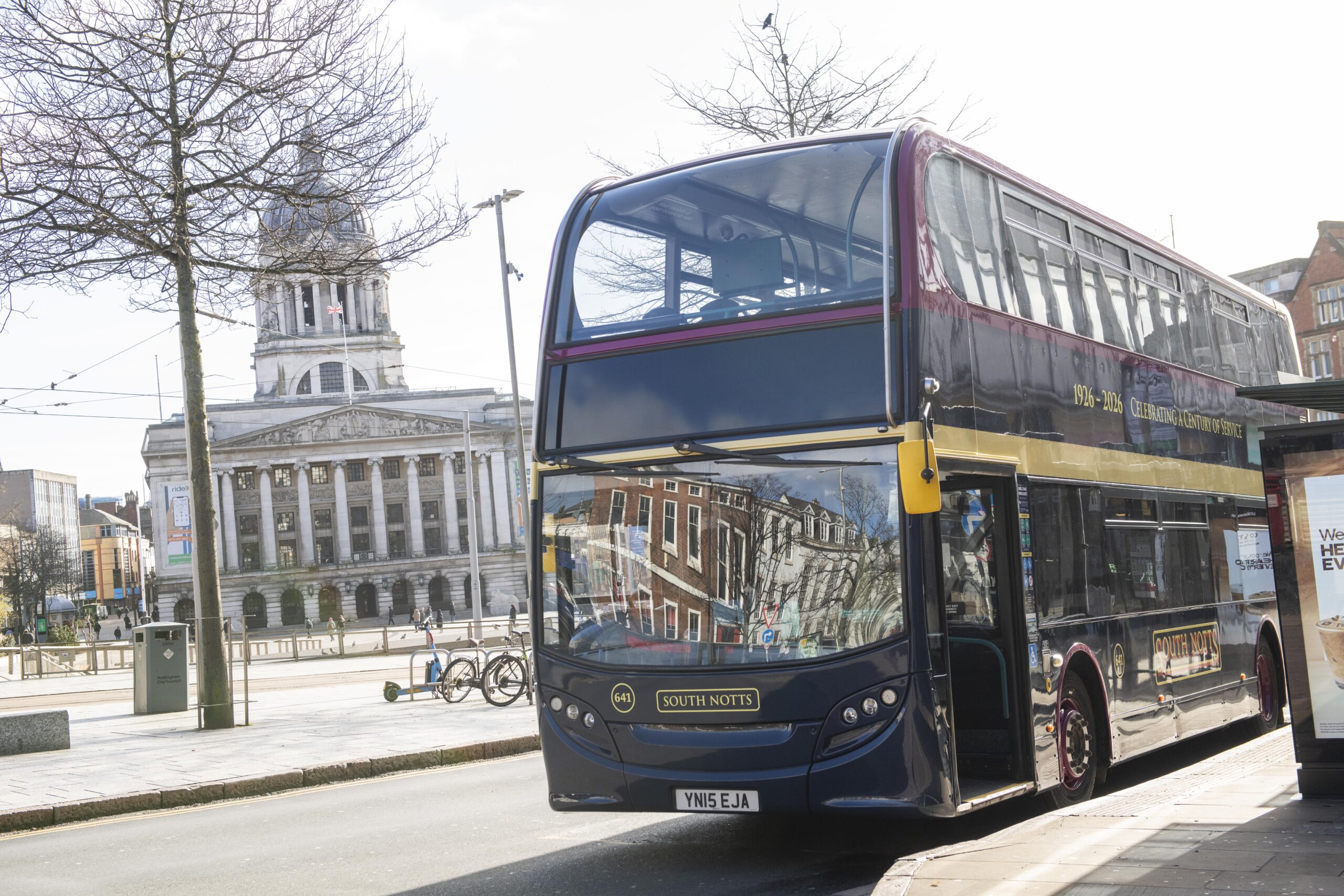 Commemorative Bus Nottingham Old Market Square scaled