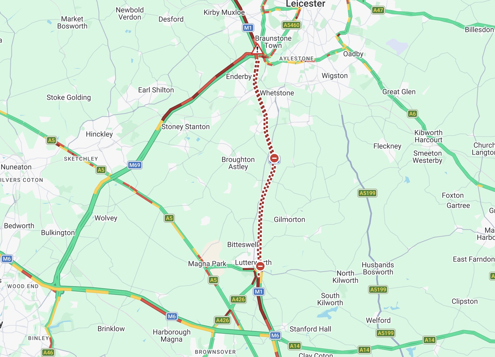 Updates: M1 Leicestershire closed both ways after serious collision Screenshot 2026 04 10 at 15.58.21