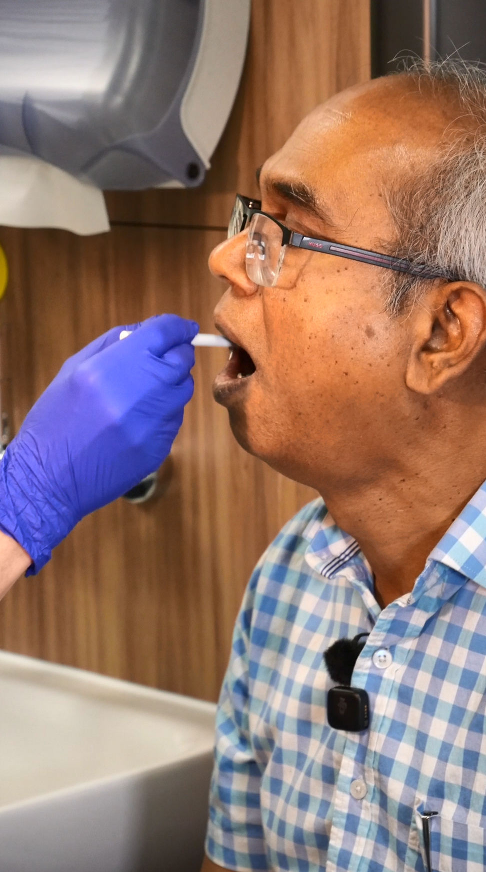 Patient having swab