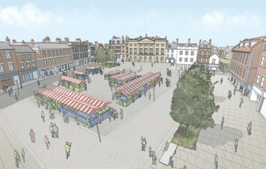 Newark Market Place £3.6m regeneration plans Newark Market Place could feature trees fewer stalls and better accessibility NSDC