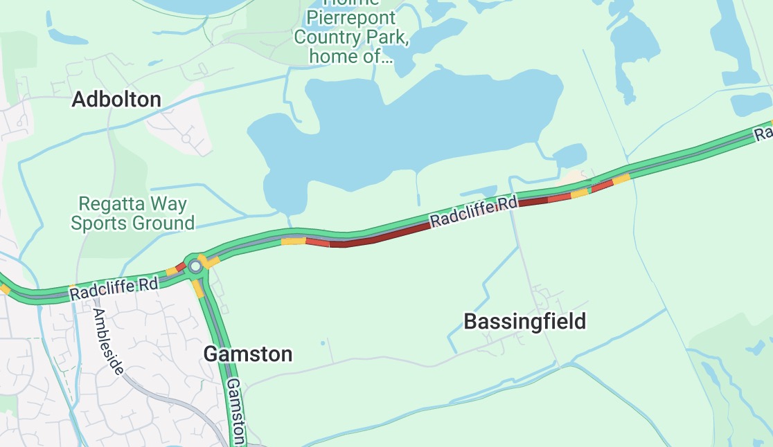 Fallen tree causing delays westbound on A52 Gamston Lock Screenshot 2026 06 03 at 18.29.40