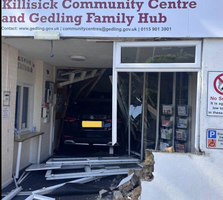 Community centre closed after car crashes into building