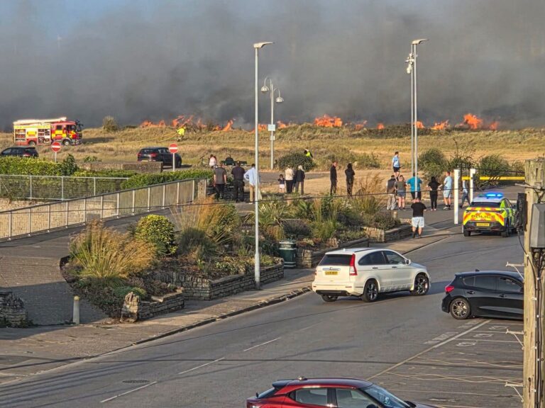 Huge blaze on sand dunes at Skegness beach