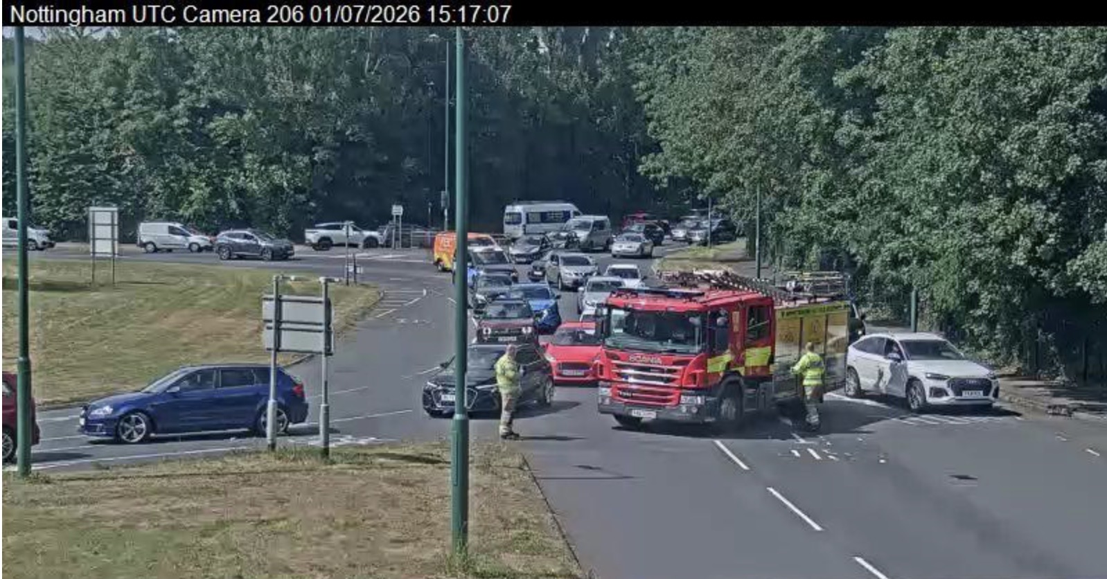 Updates: A610 closed at Cinderhill Island - spillage incident Screenshot 2026 07 01 at 15.17.45