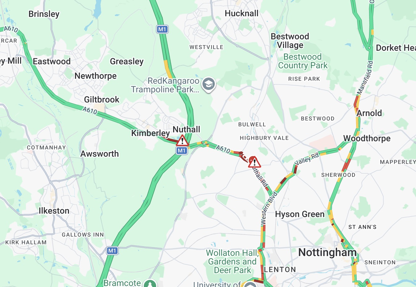 Updates: A610 closed at Cinderhill Island - spillage incident Screenshot 2026 07 01 at 15.58.03