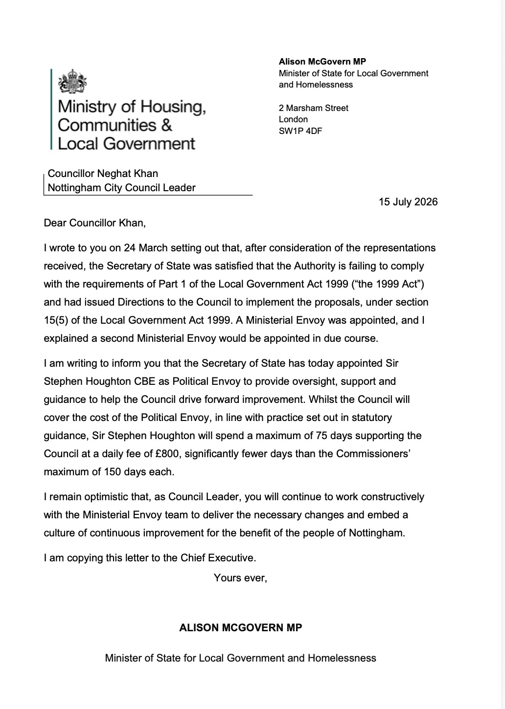 Nottingham City Council to pay up to £60,000 for new Government envoy due to 'failing its legal duties' Screenshot 2026 07 16 at 11.26.04