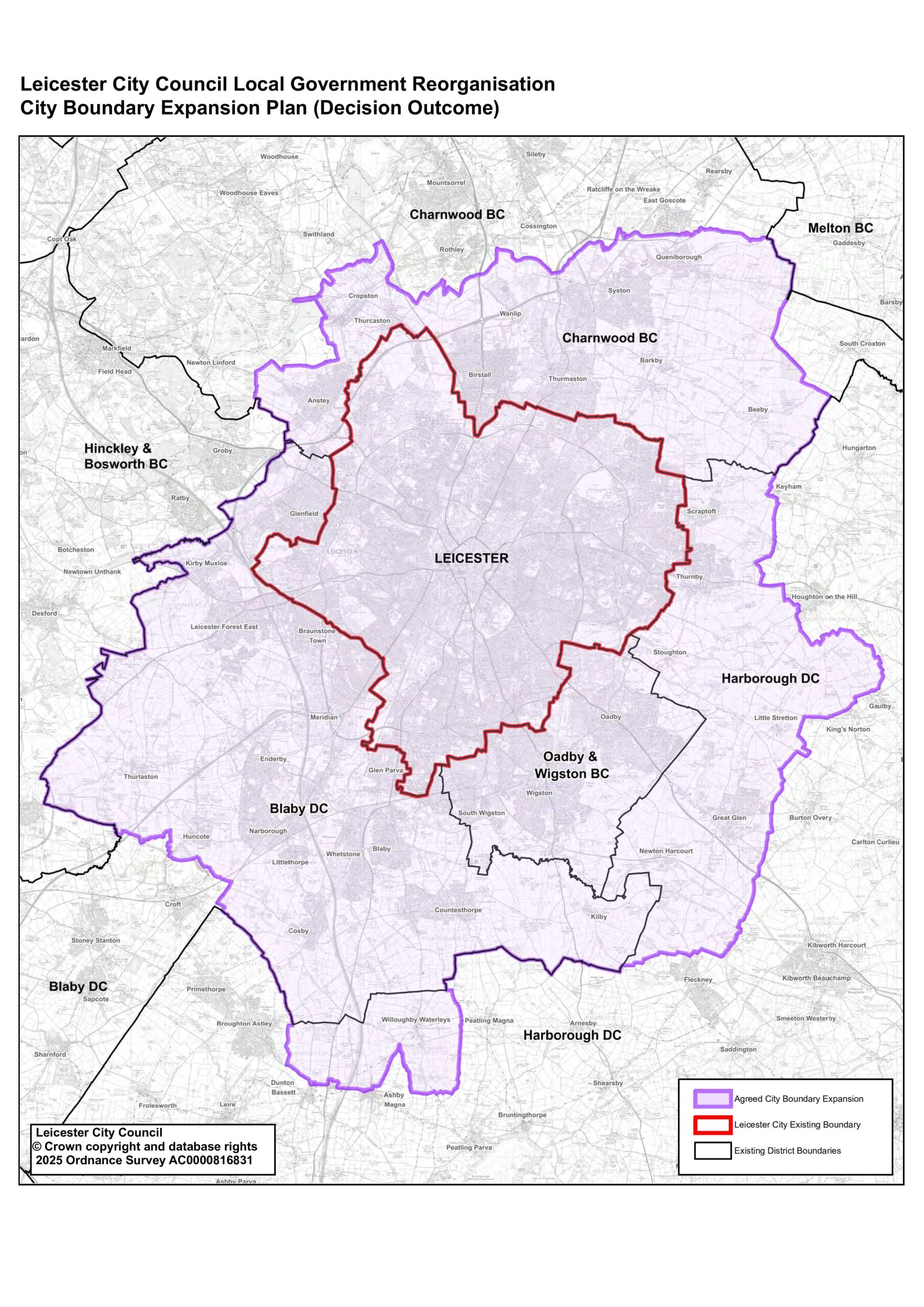 East Midlands cities expand as council shake-up divides political leaders leicester city lgr agreed outcome map scaled