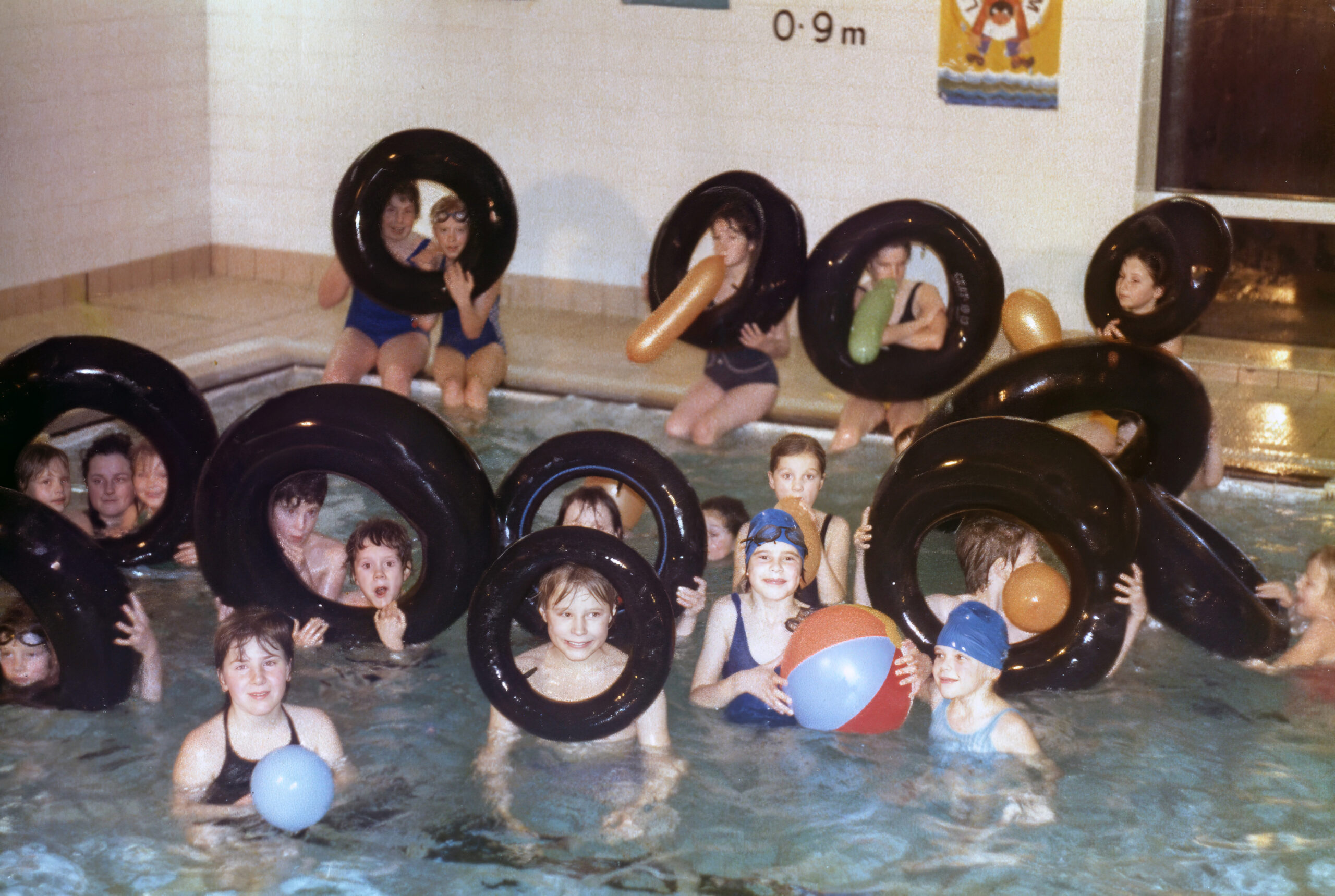 A group in the pool in 1994 scaled