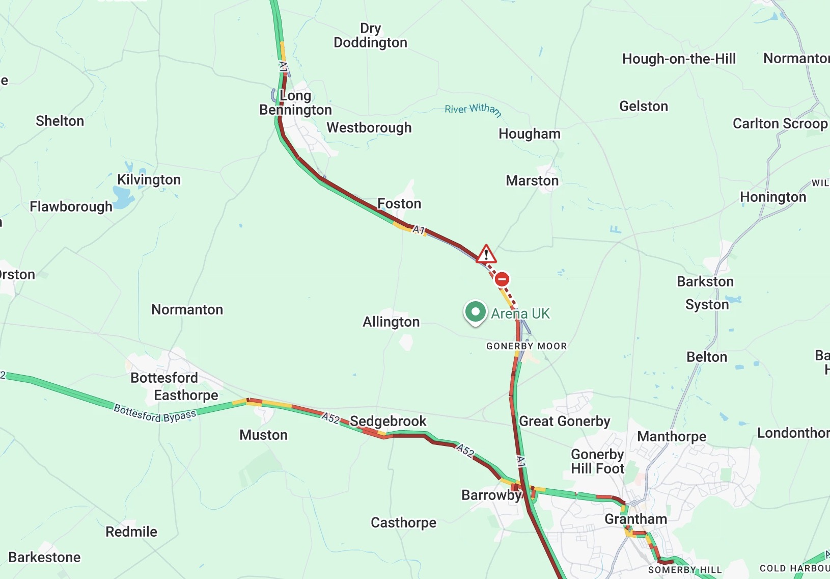 Updates: A1 closed both ways at A52 - serious collision overturned truck Screenshot 2026 10 16 at 17.22.37