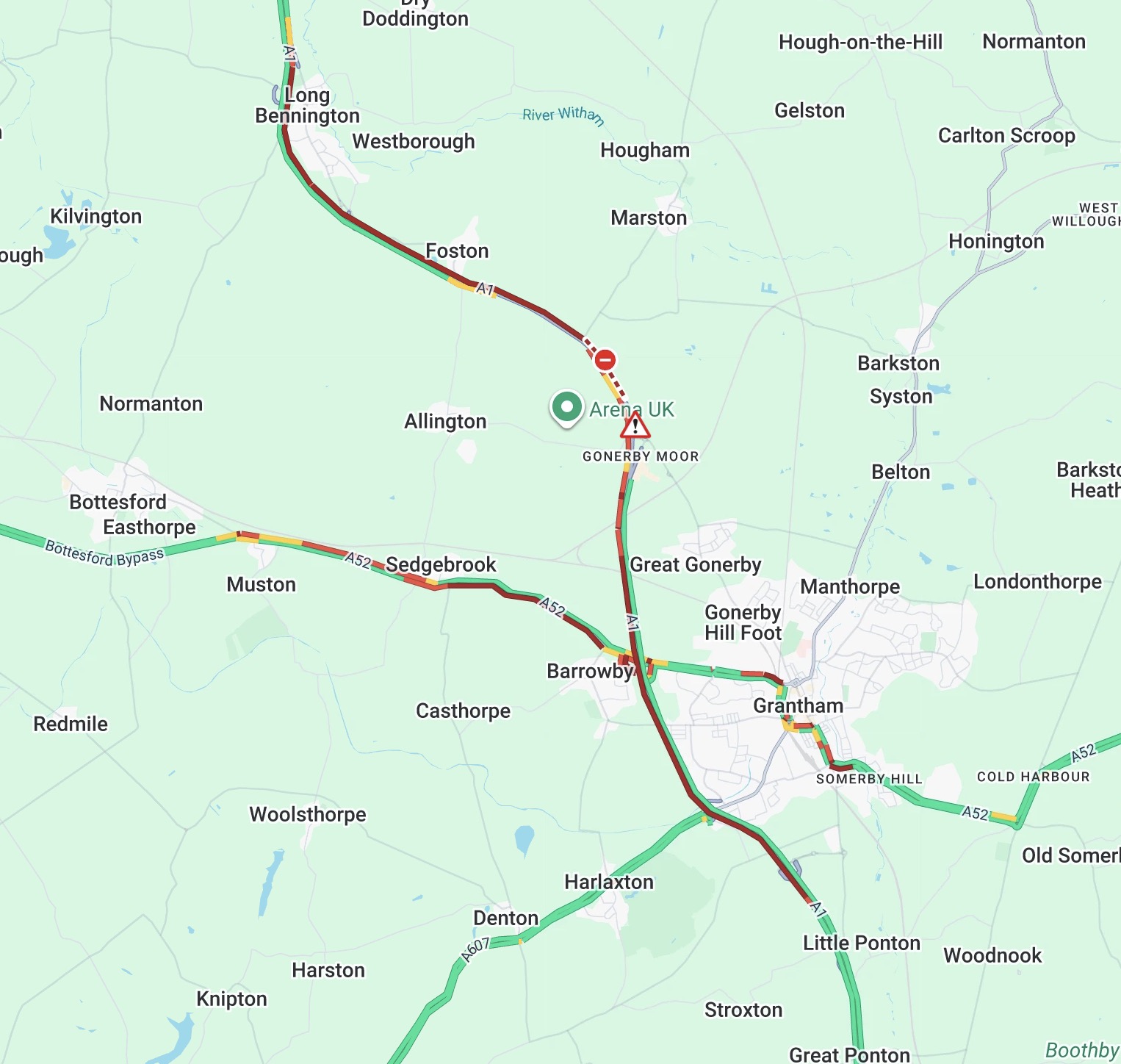 Updates: A1 closed both ways at A52 - serious collision overturned truck Screenshot 2026 10 16 at 18.54.19