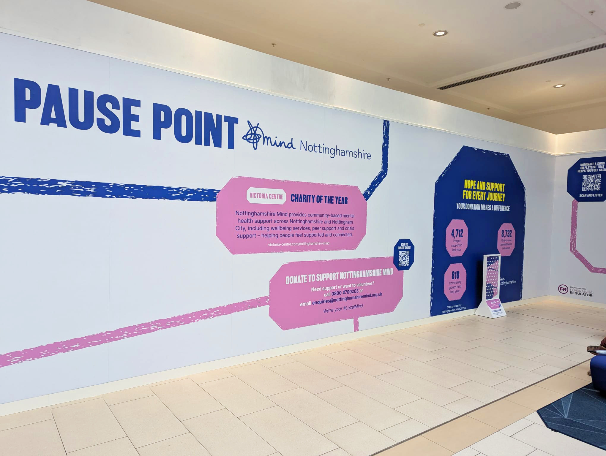 Victoria Centre opens wellbeing space with playlist chosen by Nottinghamshire Mind Victoria Centre Pause Point